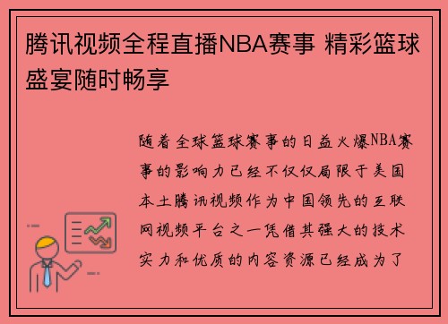 腾讯视频全程直播NBA赛事 精彩篮球盛宴随时畅享